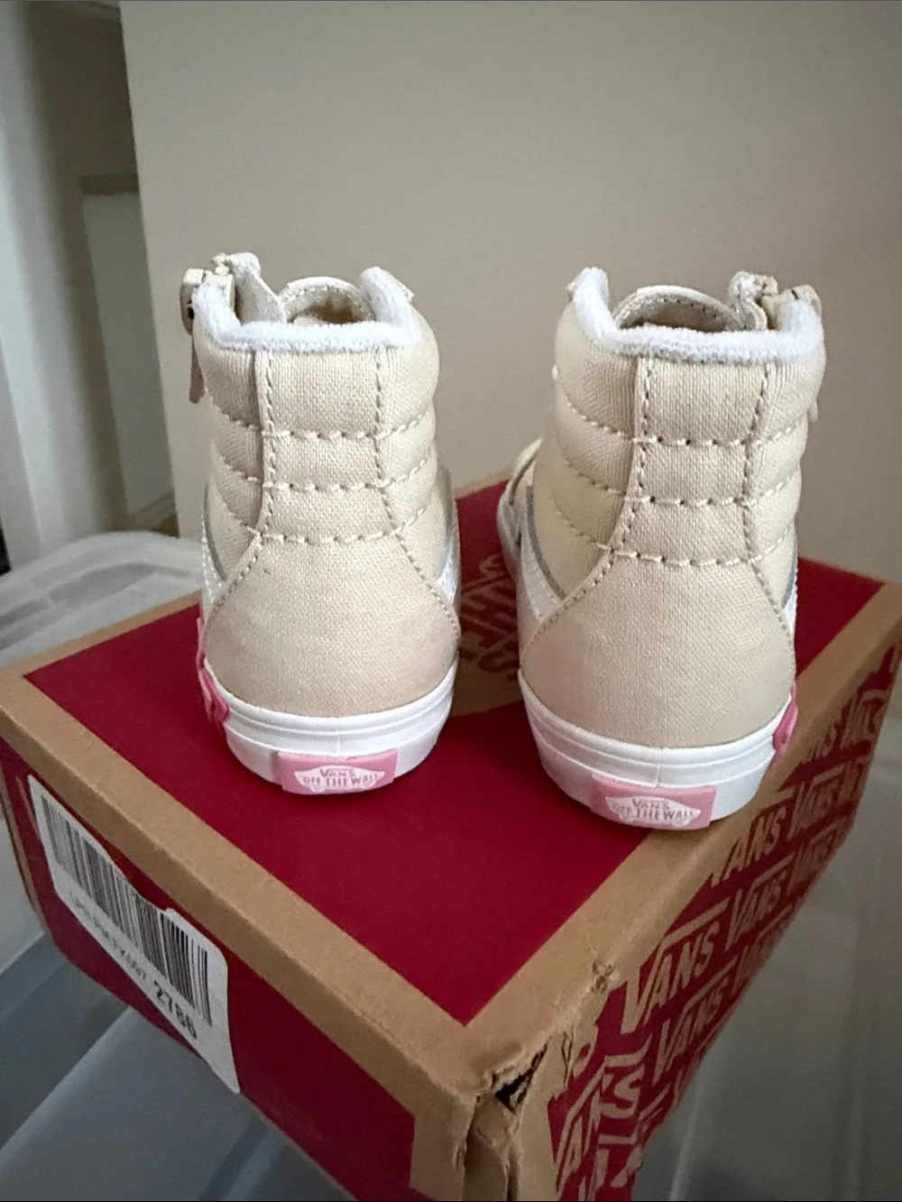 Vans Kids High-Top Sneakers in Cream with Butterfly Accents